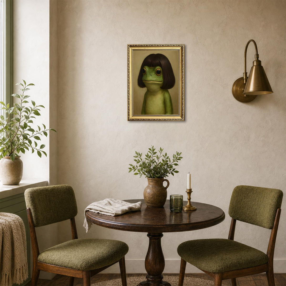 Gold Framed Whimsical Frog Wall Art (Gold Framed-A / 16"L x 12"W)