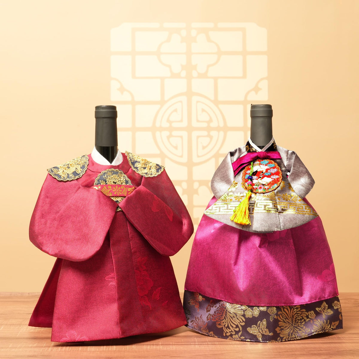 Korean Hanbok Wine Bottle Cover Gift (Queen/Navy)