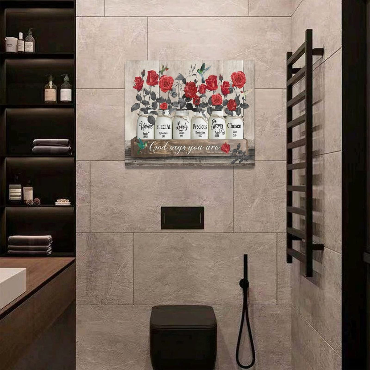 Red Rose Wall Art Farmhouse Rose Pictures Wall Decor Rustic Flower Canvas Painting Prints God Says You are Modern Artwork Home Decoration for Bathroom Bedroom Living Room 20"x16" (Rose / 20"L x 16"W)