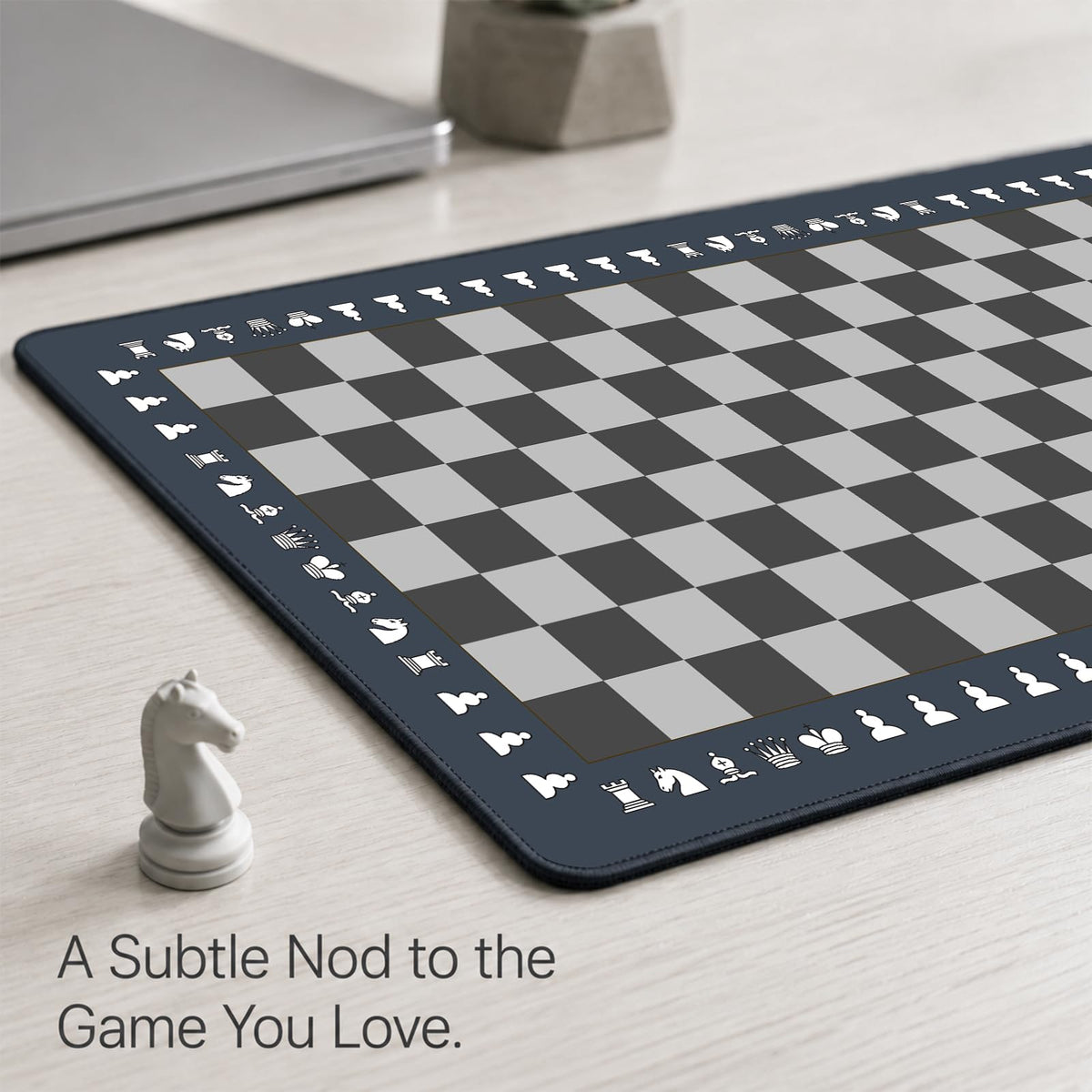 Chess Mouse Pad (Nave Blue Grey Chessboard / 35.4" x 15.7")