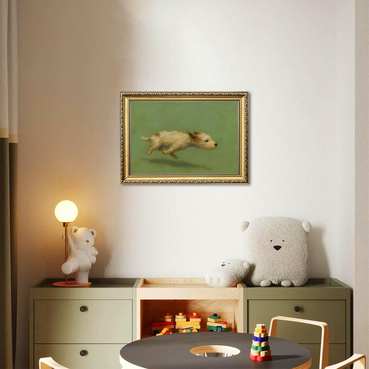Gold Framed Funny Dog Zoomies Wall Art (Gold Framed-dog / 24"L x 16"W)
