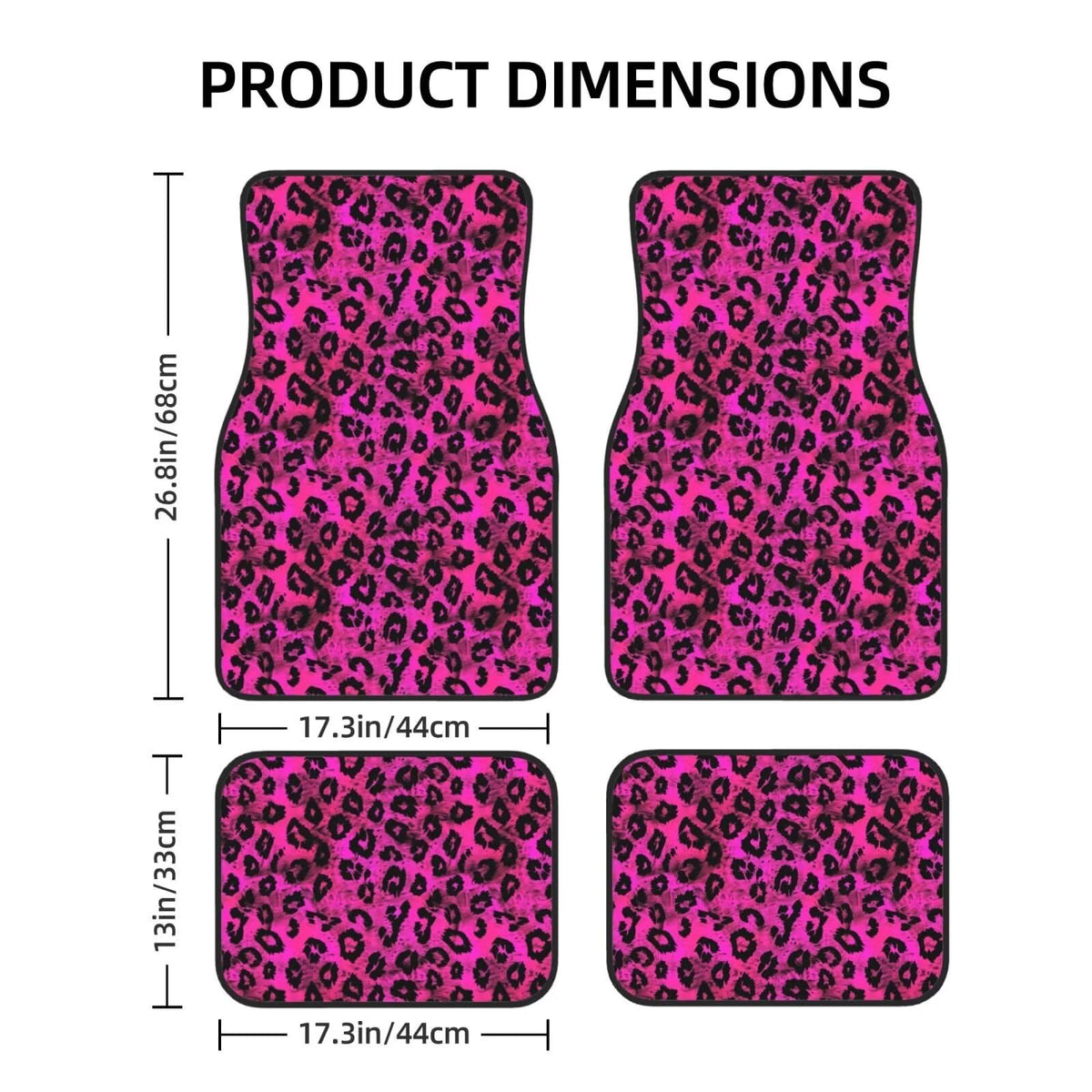 Leopard Car Floor Mats Cheetah Animal Heavy Duty Rubber Floor Mats Set 4 PCS Car SUV Truck Van Red All Weather Protection Rugs Car Accessories All Weather Rugs (Pink Leopard)