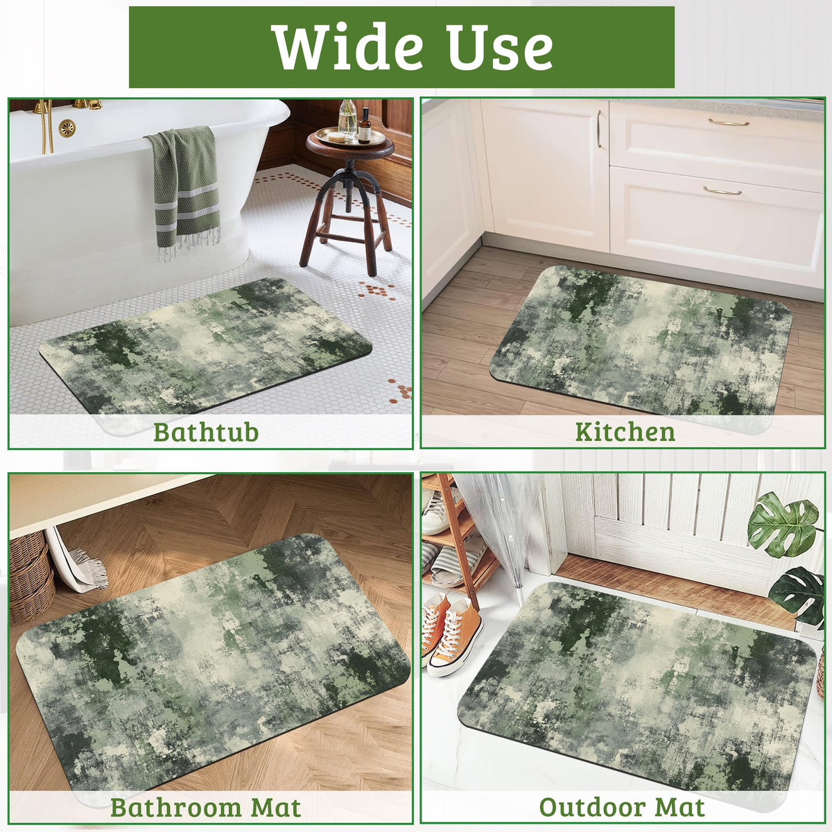 Abstract Grunge Gray Bathroom Rugs Thin Bath Mat Non Slip Washable (Abstract Grunge Gray)