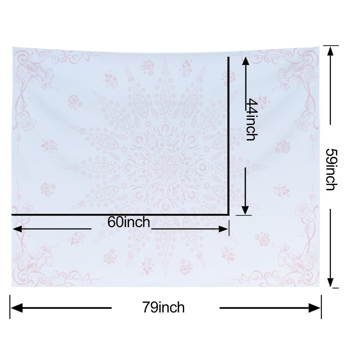 Pink Floral Boho Mandala Tapestry Wall Hanging for Bedroom 60" x 44" (Pink / 60"L x 44"W)
