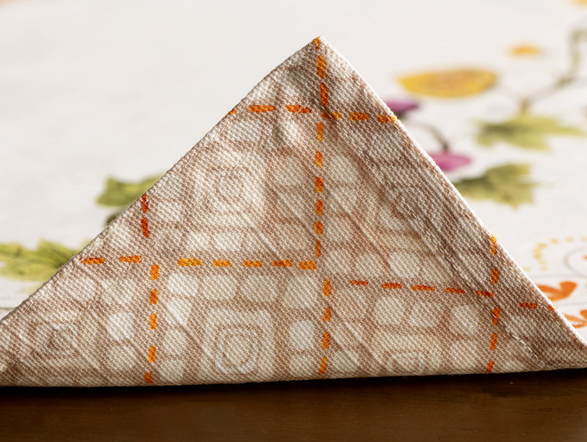 Placemats Set of 4 Reusable 100% Cotton (060 - Pumpkin Garden - Cloudy Cream / 13" X 19" (Pack of 4))