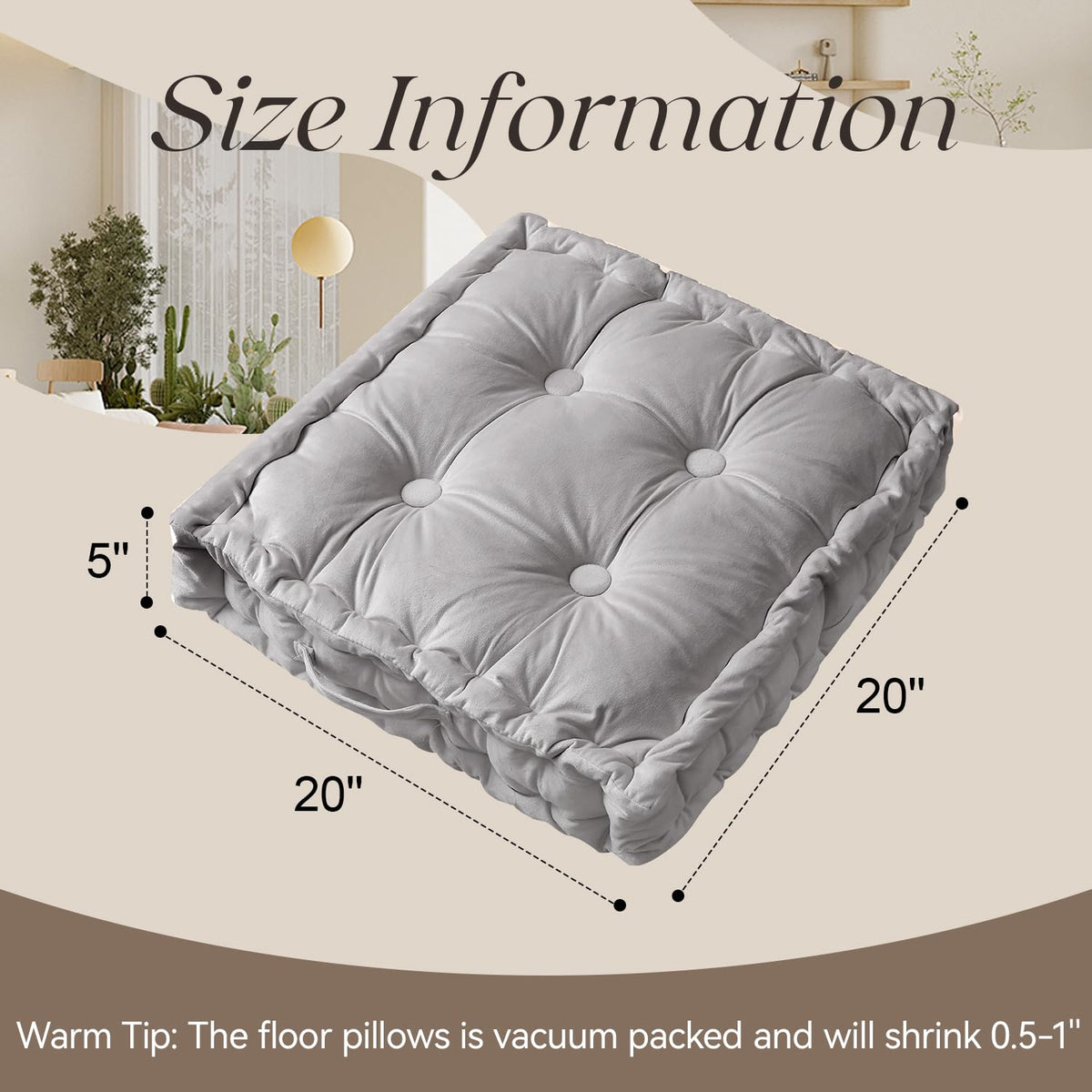 Square Floor Pillows (2 Pack / Dark Grey)