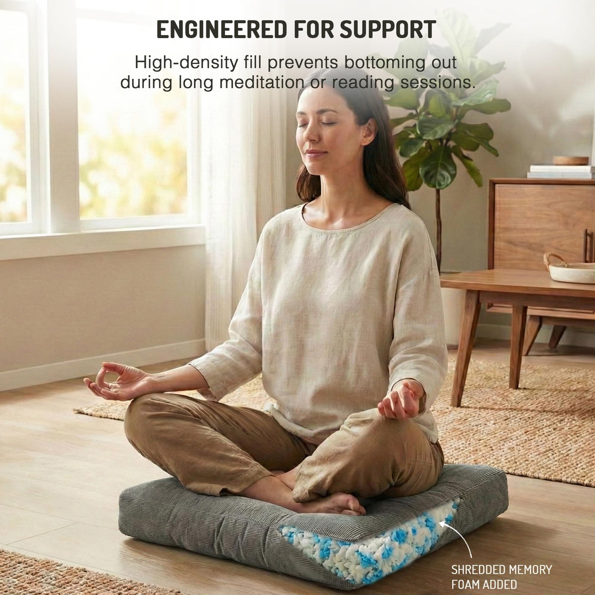 Floor Pillows Set of 2 (2 Pack / Square | Grey | 2 Pack)