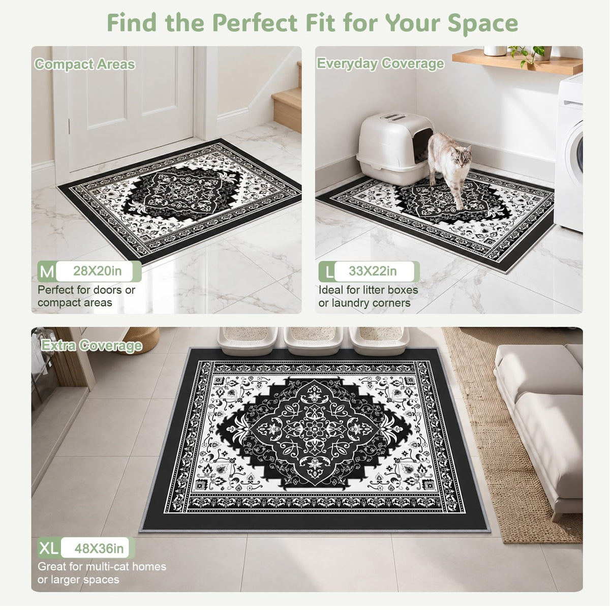 Cat Litter Mat (Black / L(33x22in))