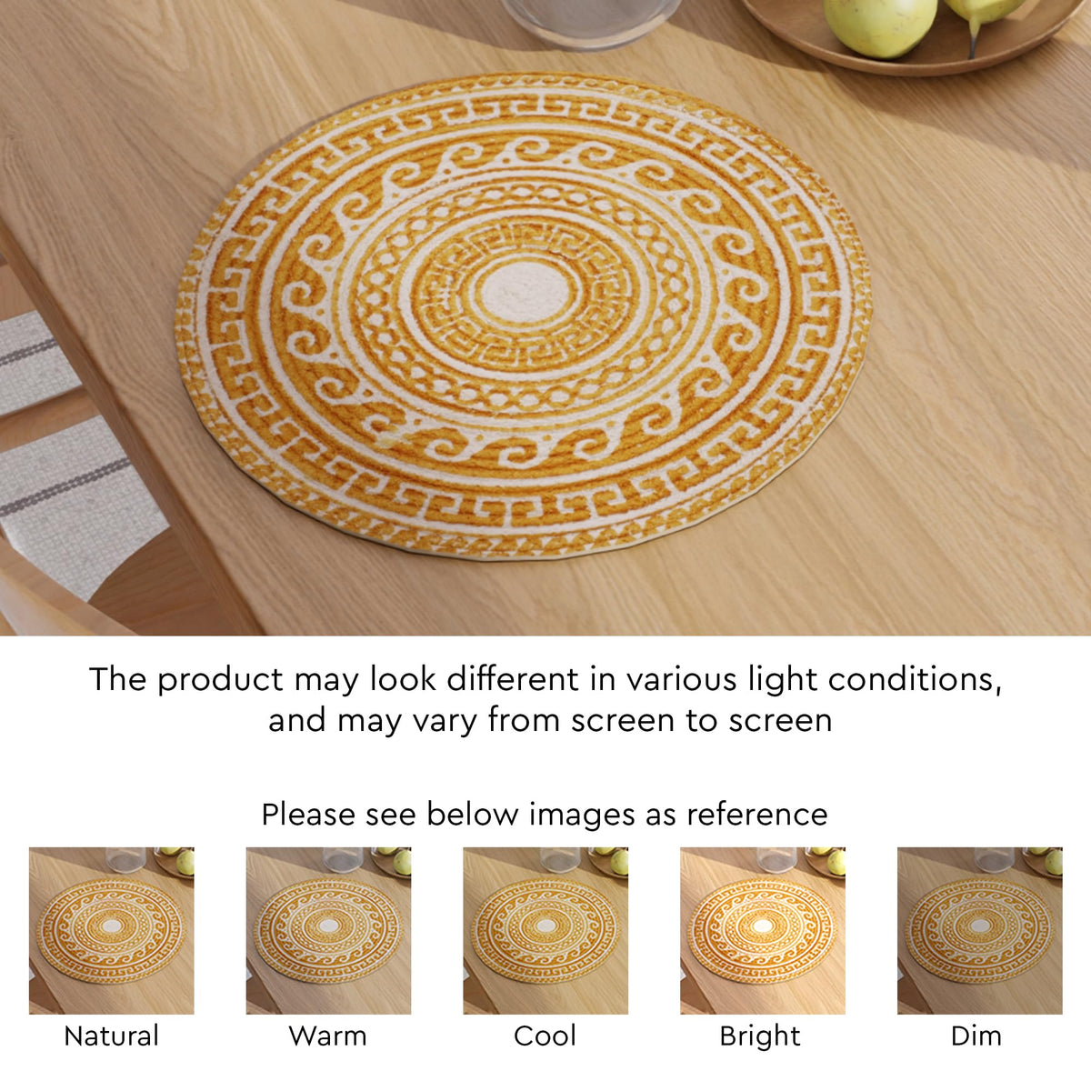 Dining Placemats (Mustard Mandala Print / 13" (Set of 4))