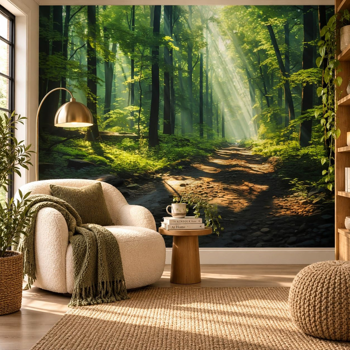 Peel and Stick Wall Mural Wallpaper Forest 157"×108" Decor A12 (A12 / 157" x 108")