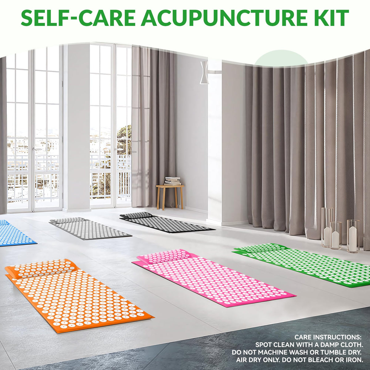 Acupressure Mat and Pillow Set for Back (Forest Green)