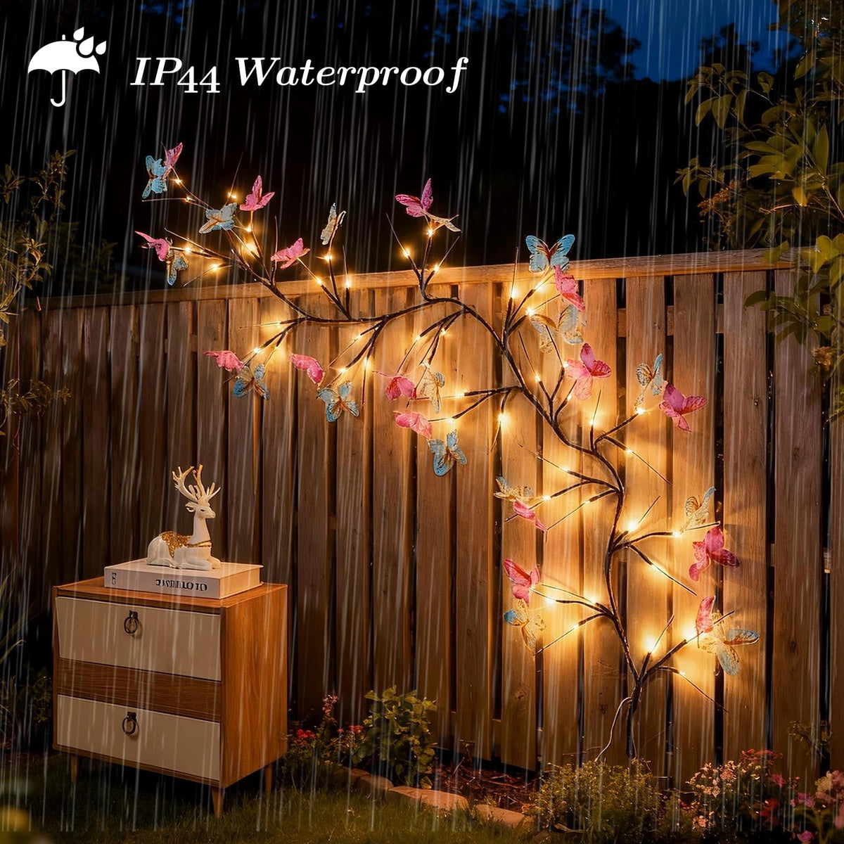 Willow Vine Light with Butterfly 48LED 5.9FT Enchanted Wall Decoration Vine Lights 8 Light Modes for Indoor Home Wall Decoration (5.9FT)