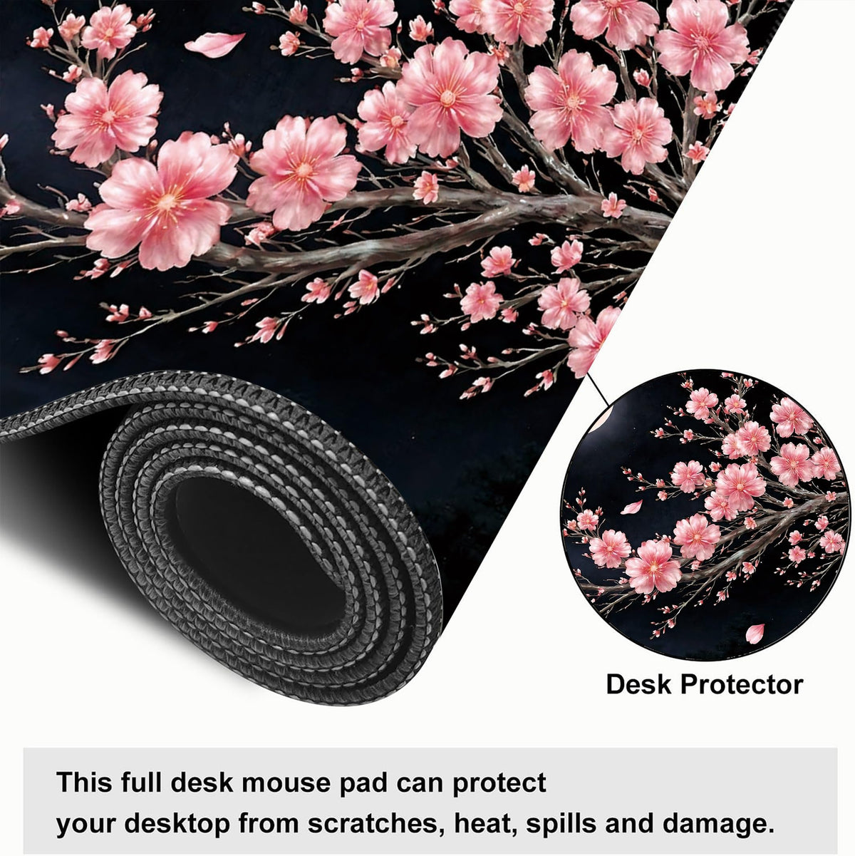 Cherry Blossom Extended Gaming Mouse Pad (Pink Moon Cherry Blossom / 35.4L x 15.7W inches)