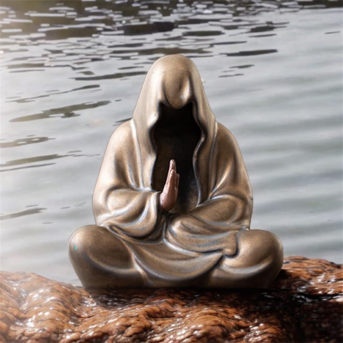 Aquarium Buddah Statue Ceramic Meditation Buddhist Sculpture (G)
