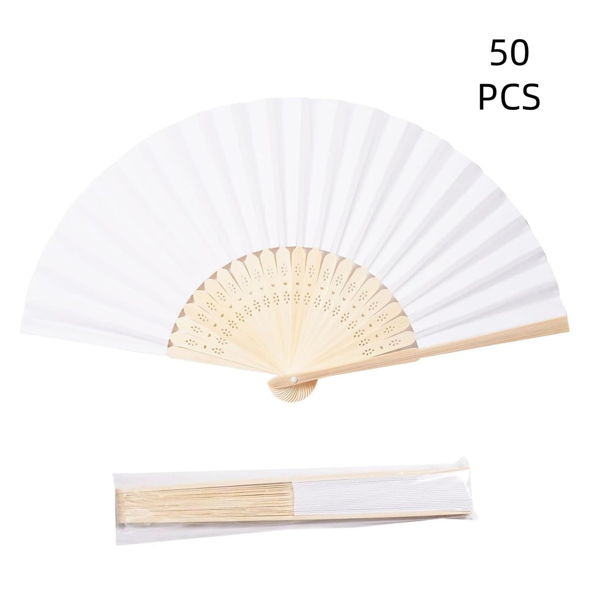 Paper Hand Fans (White 50pcs)