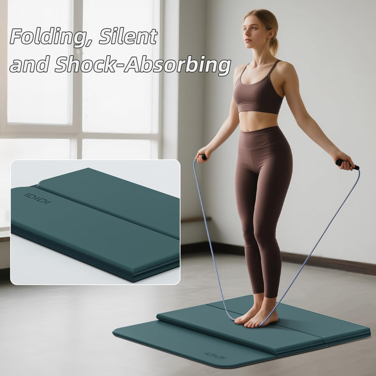 Foldable Yoga Mat Thick 0.32" (Deep Green)