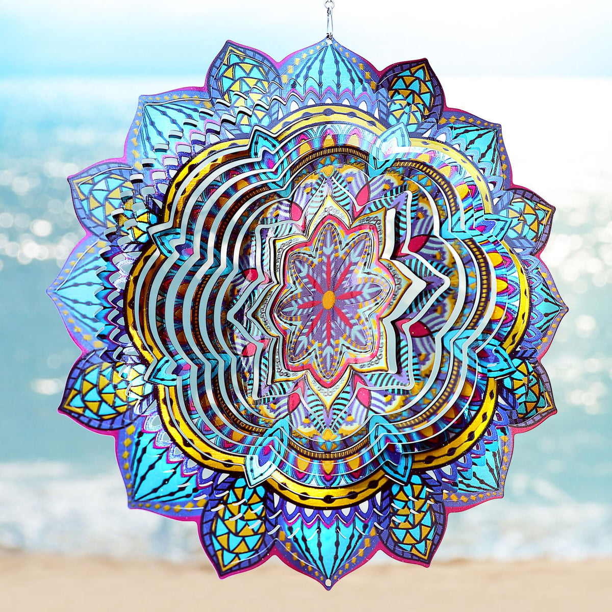 Wind Spinner Mandala Colorful Lily (009-9bule Mandala Colorful Lily)