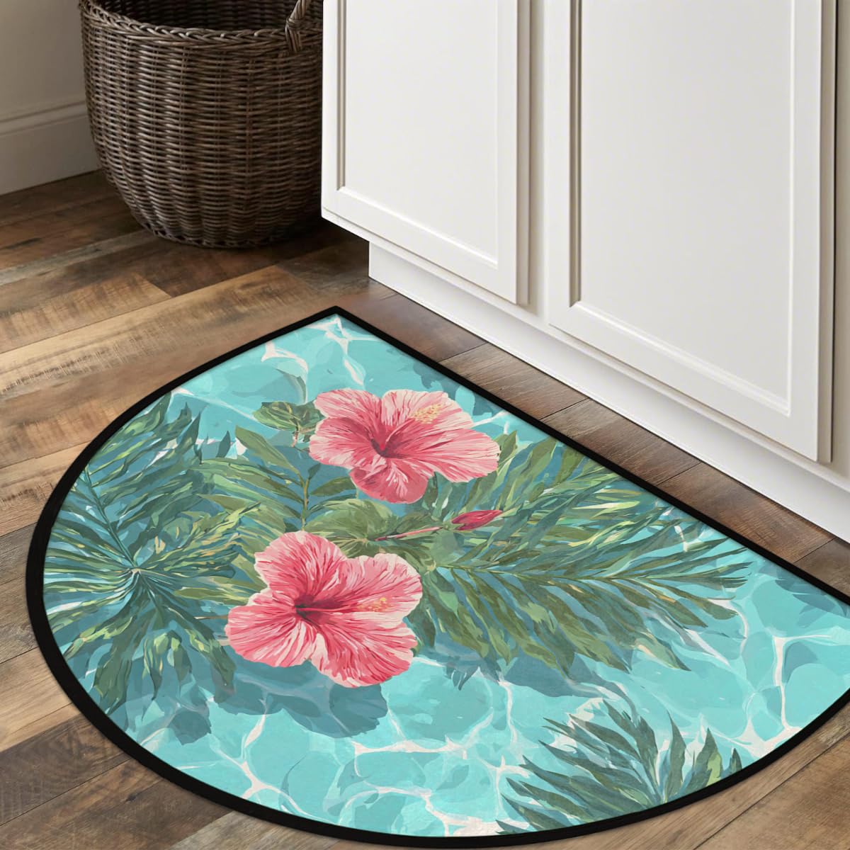 Front Door Mat Indoor Outdoor Entrance (B-18 Palm Leaf Summer Flower)