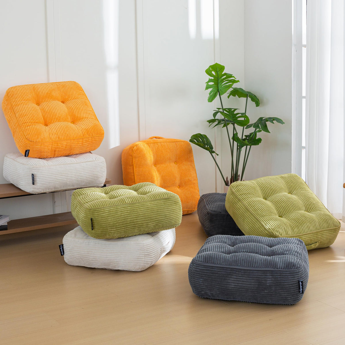 8" Extra Thick Floor Pillow Cushion for Adults (Square Beige / 8" Thick(Pack of 1))