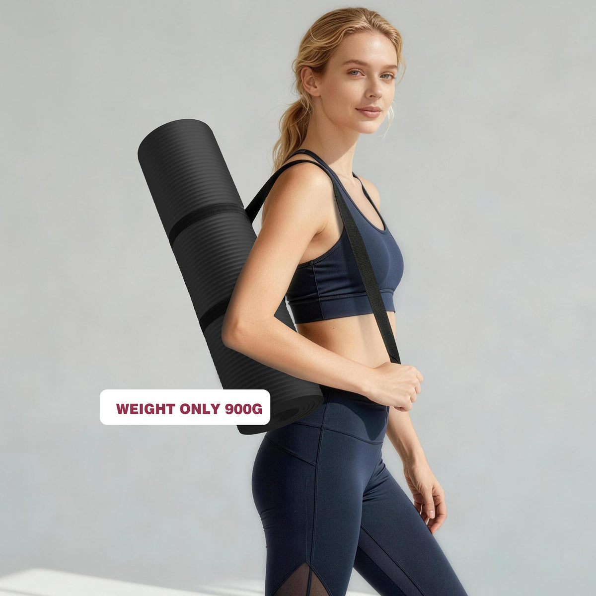 Extra Thick NBR Yoga Mat for Women & Men (Black / 72”x24”x10mm)