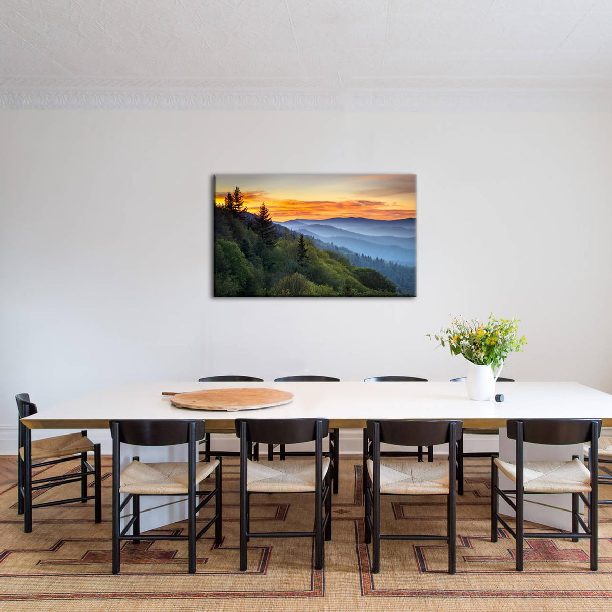 Great Smoky Mountains Canvas Wall Art Nature Forest Sunrise Wall Decor for Living Room National Park Photographic Prints Painting Misty North Carolina Landscape Pictures Artwork Home Decoration 24x36" (36"L x 24"W / Great Smoky Mountain)