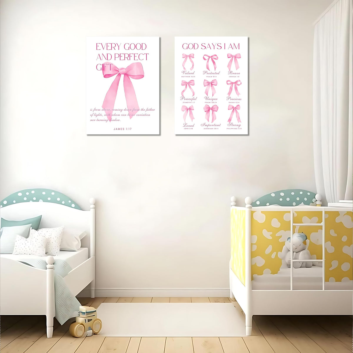 Coquette Pink Bow Wall Art Decor Canvas Posters Framed (Bow canvas / 24L"x16W")