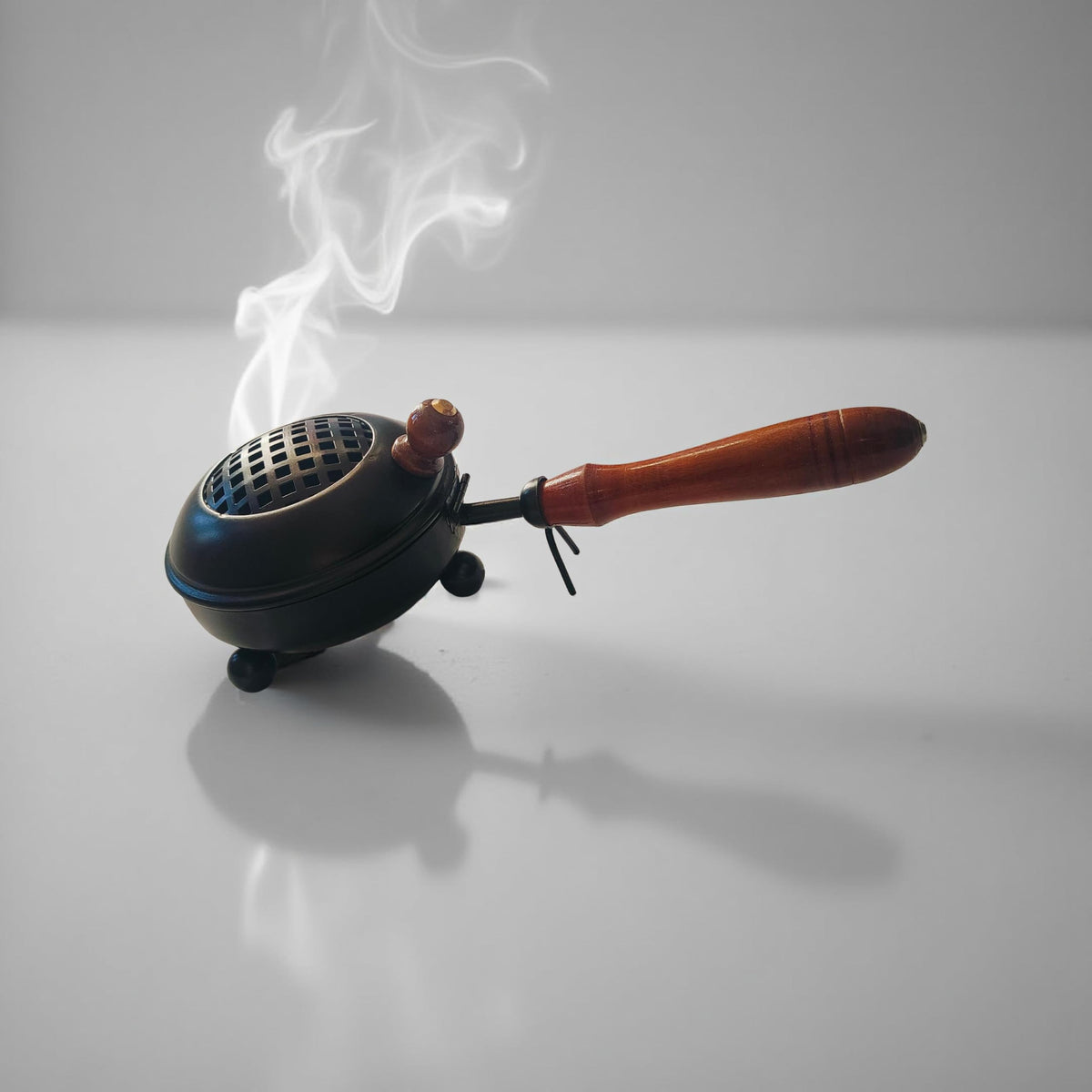 Black Iron Incense Burner with Handle Dia 3.5 inch (Medium 8.7 inch)