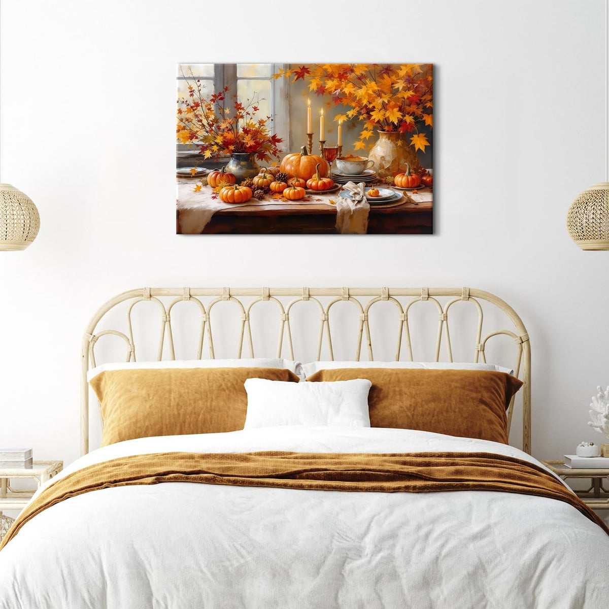 Farmhouse Pumpkin Wall Art Orange Pumpkins Wall Decor Rustic Farm Fall Harvest Pictures Halloween Thanksgiving Autumn Canvas Prints Painting Artwork for Kitchen Dining Room Home Decoration 24x36" (36"L x 24"W / Pumpkin)