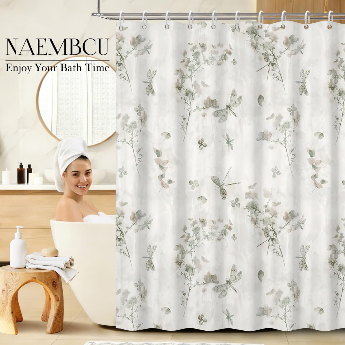 Watercolor Botanical Floral Shower Curtain (Floral-e)