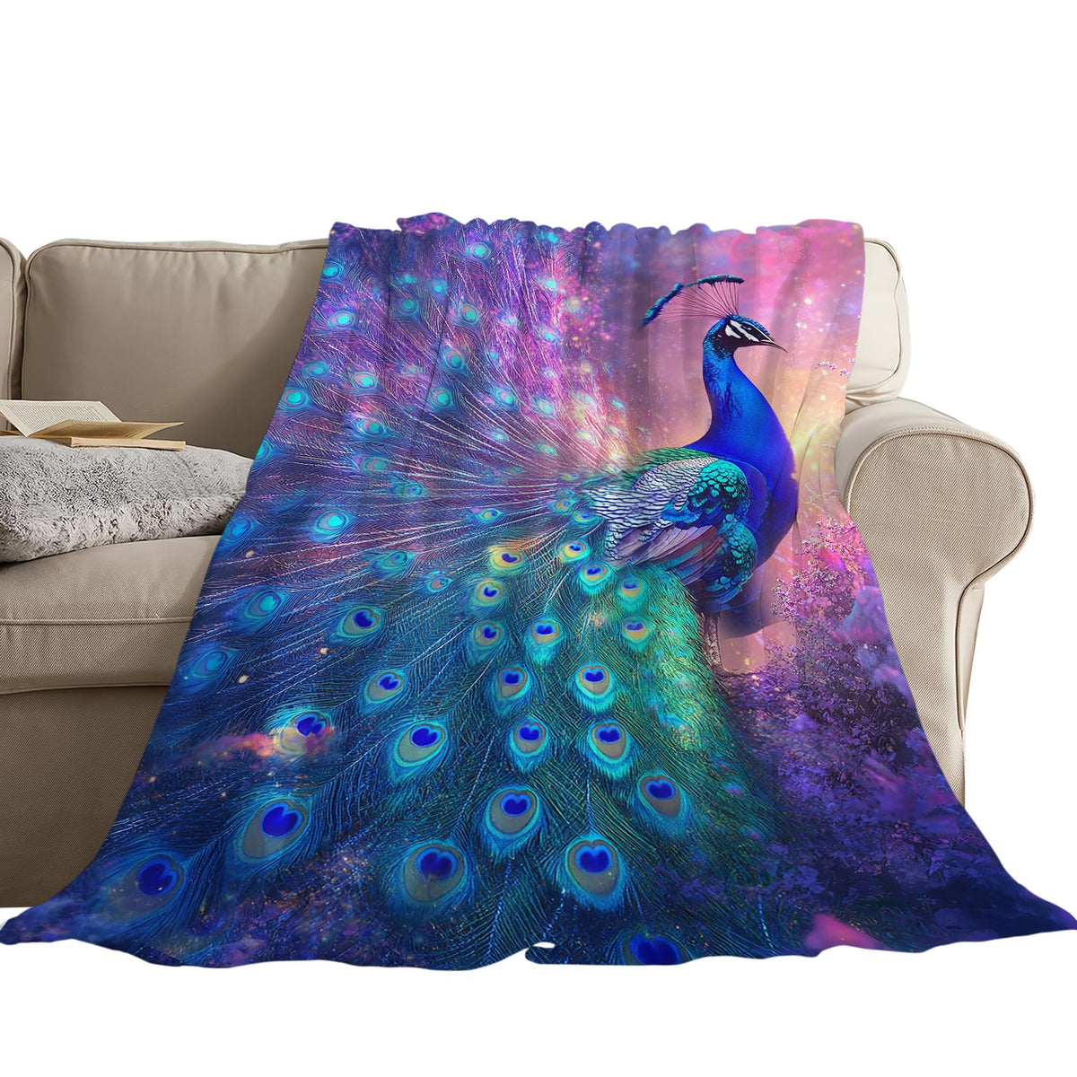 Peacock Throw Blanket (40"x50" / Purple Peacock)