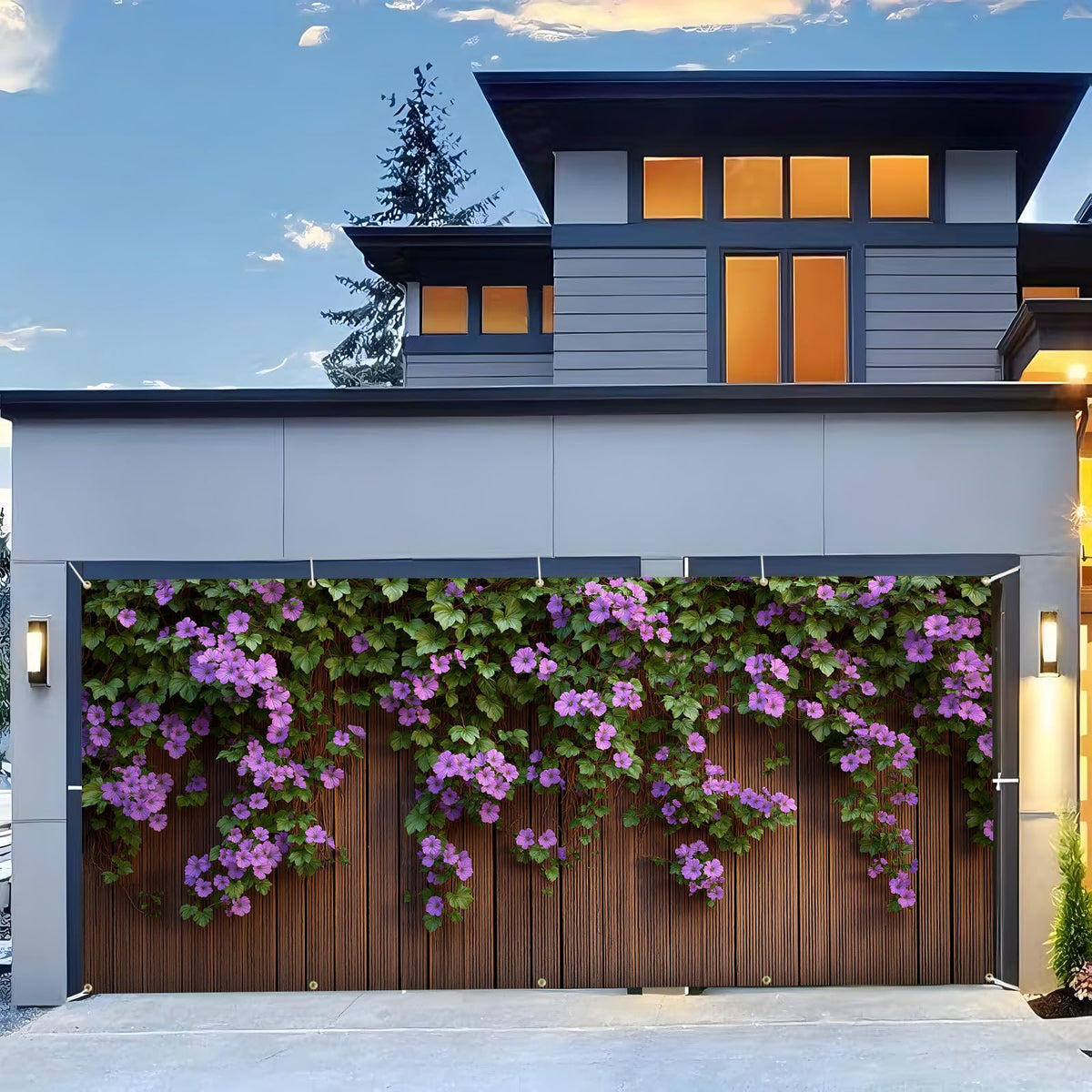 Garage Door Banner Cover 6x13 ft (Wall of wisteria vine)