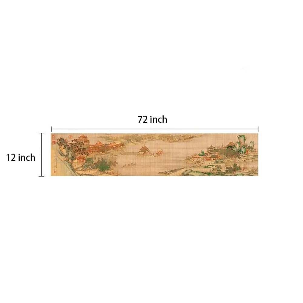 Asian Style Bamboo Table Runner (Along the River During the Qingming Festival / 12x72 Inch)
