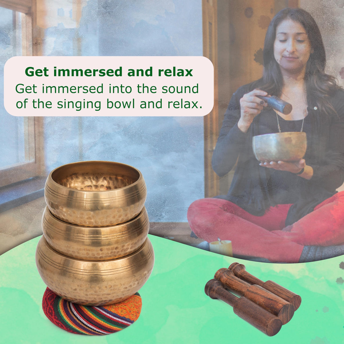 Tibetan Singing Bowl Set (3 Chakra Bowl Set)