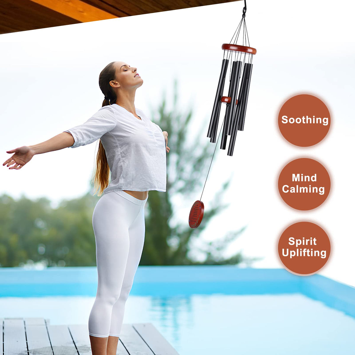 Memorial Wind Chimes for Loss of Mother or Father (Black - Round Design)