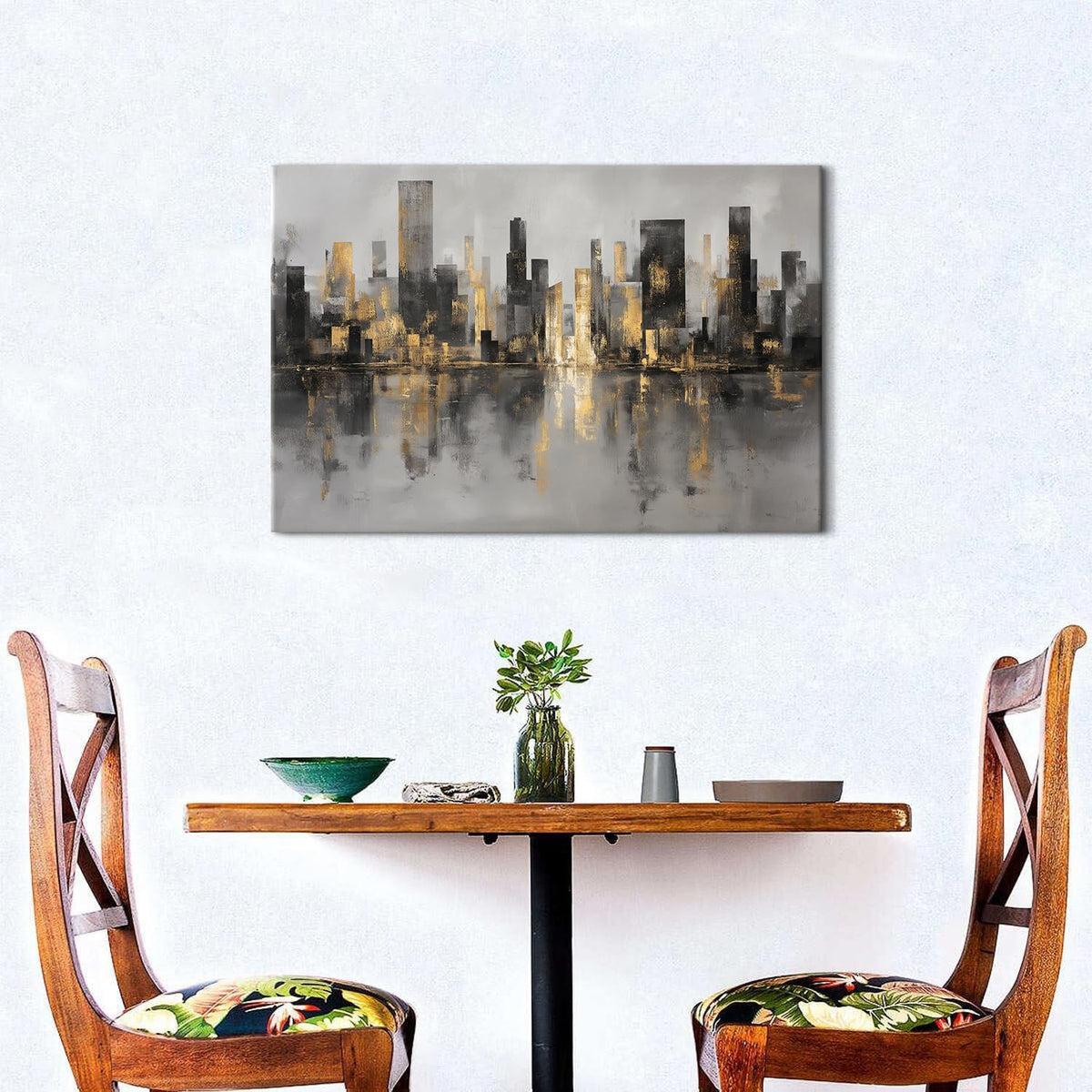 New York City Canvas Wall Art Abstract City Pictures Wall Decor for Living Room Black and Gold NYC Cityscape Prints Paintings Skyline Landscape Artwork for Bedroom Office Home Decorations 16x24" (24"L x 16"W / New York)