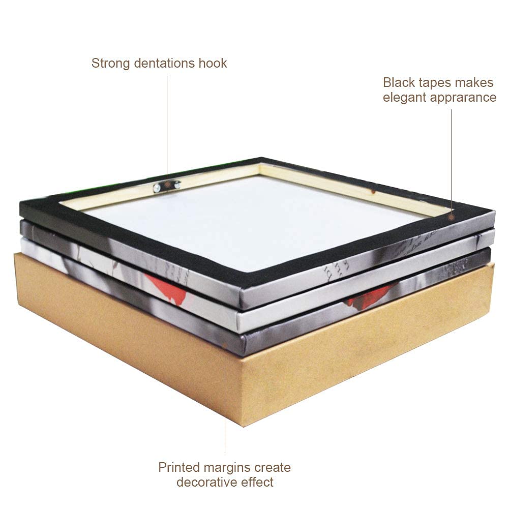 3 Pcs Modern Canvas Painting Black and White Red Rose Canvas Art Rose and Water Drops Wall Art Flower Picture on Canvas for Home Decor Giclee Framed Artwork for Wall 14X14inchX3pcs (14 x 14 inches (3-Piece Set) / Rose & Drops)