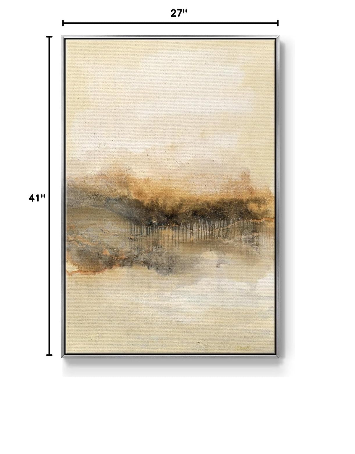 Canvas Wall Art Silver Floating Frame Paintings Calm Secret Forest Landscape Nature Home Artwork for Office Bedroom Kitchen Walls (41"L x 27"W / Keeping Secrets I)