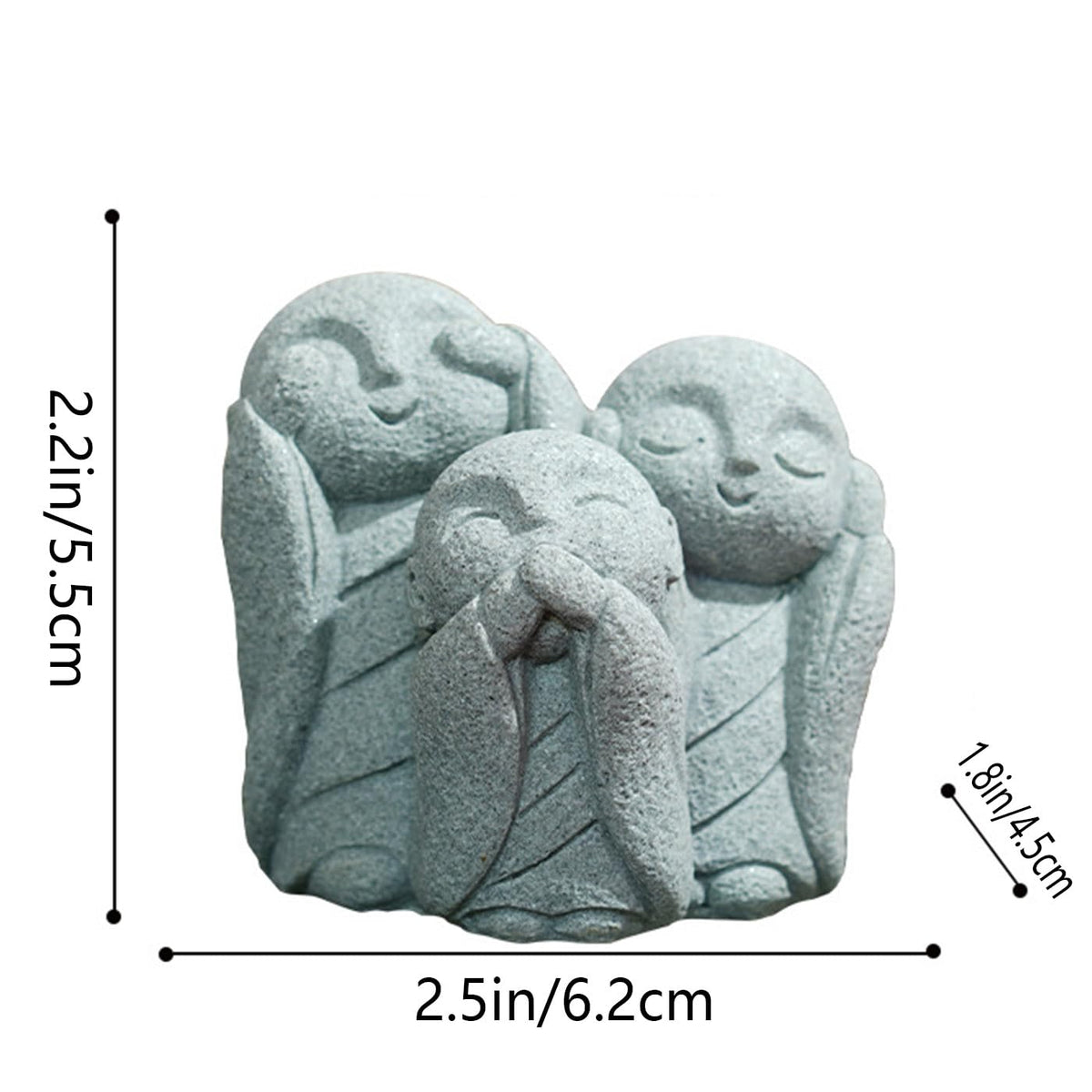 Japanese Aquarium Monk Statue Zen Buddha Statues Asian Sandstone Sculpture for Wealth Good Luck Home Fish Tank Decor (F)