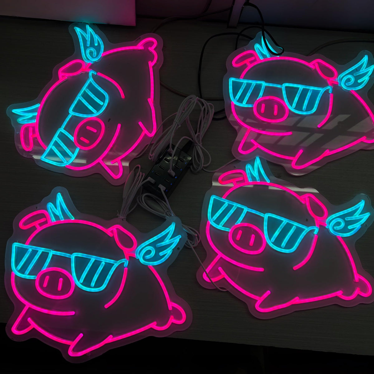 Pig Wings Flying Neon Sign Whimsical Animal LED Wall Decor Cafe (Pig Wings Flying)