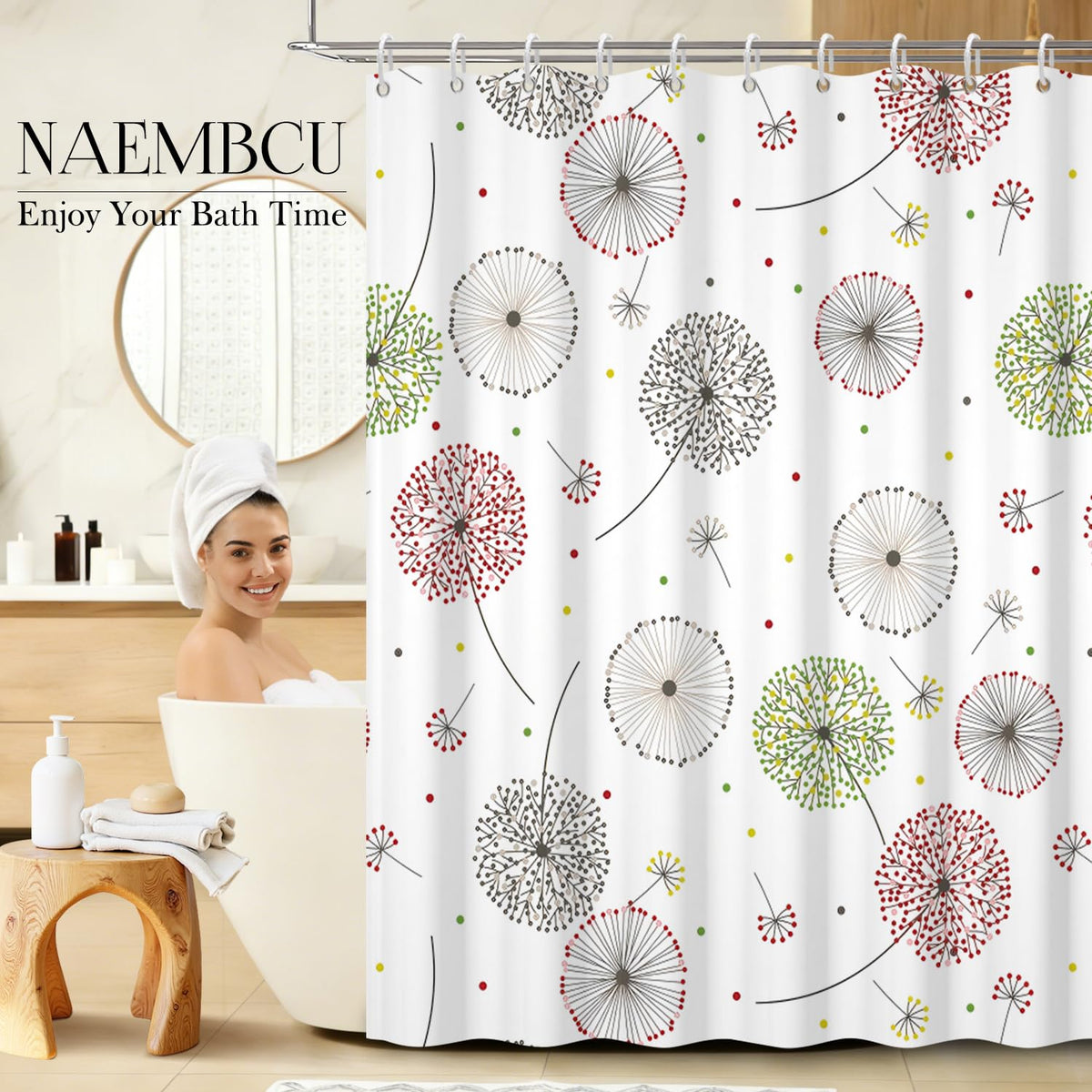 Whimsical Dandelion Shower Curtain 71x74 Inch (Abstract Dandelion)