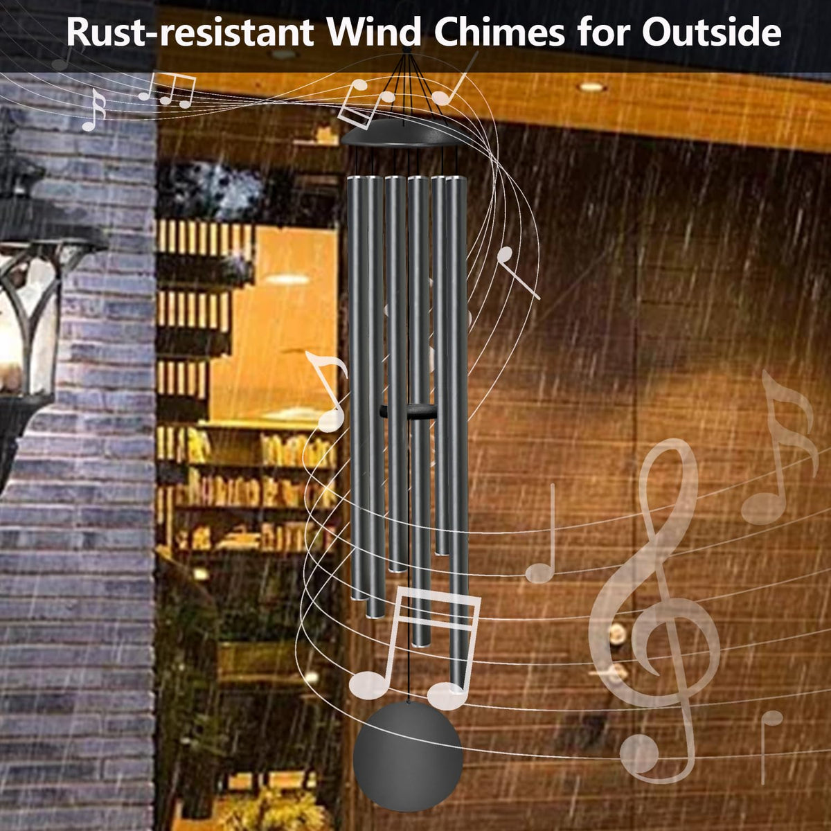 66" Wind Chimes for Outside Deep Tone (Black / 66 inches)