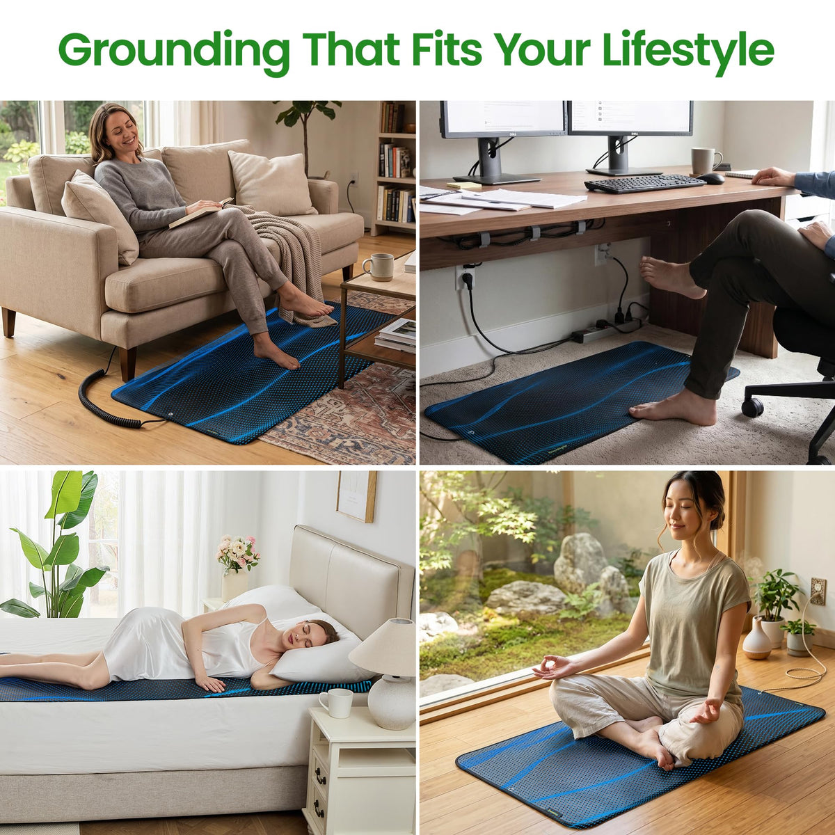Grounding Mat for Bed Grounding Mattress Pad Conductive Earthing Bed Mat (King-76"×27" / Black)