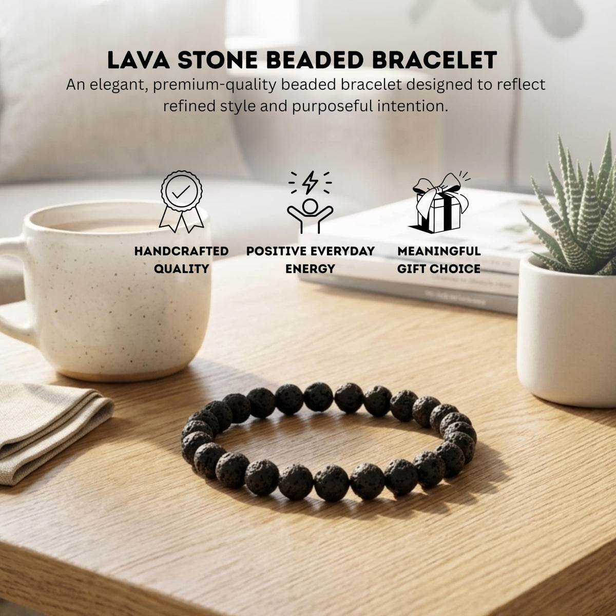 Lava Bracelet 8mm Beaded Bracelet (Lava / Small)