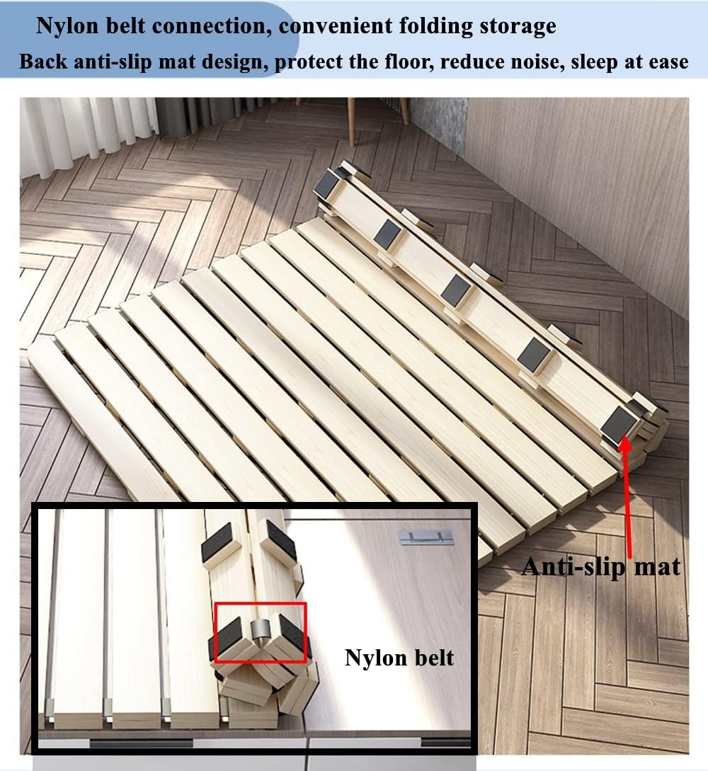Foldable Floor Bed Frame for Japanese Futon Mattress King Size (King)