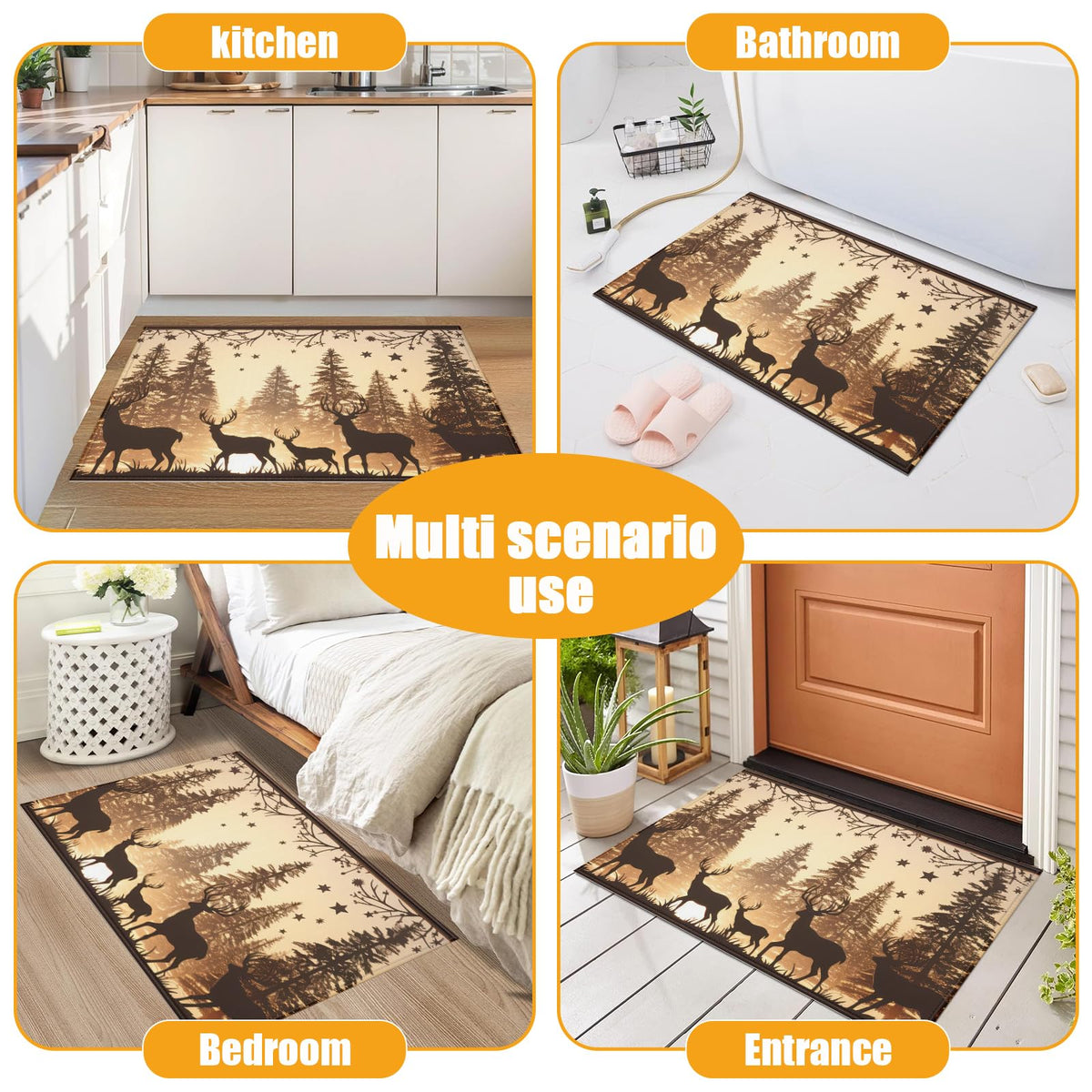 Forest Deer Bath Mat for Bathroom (Forest Deer)