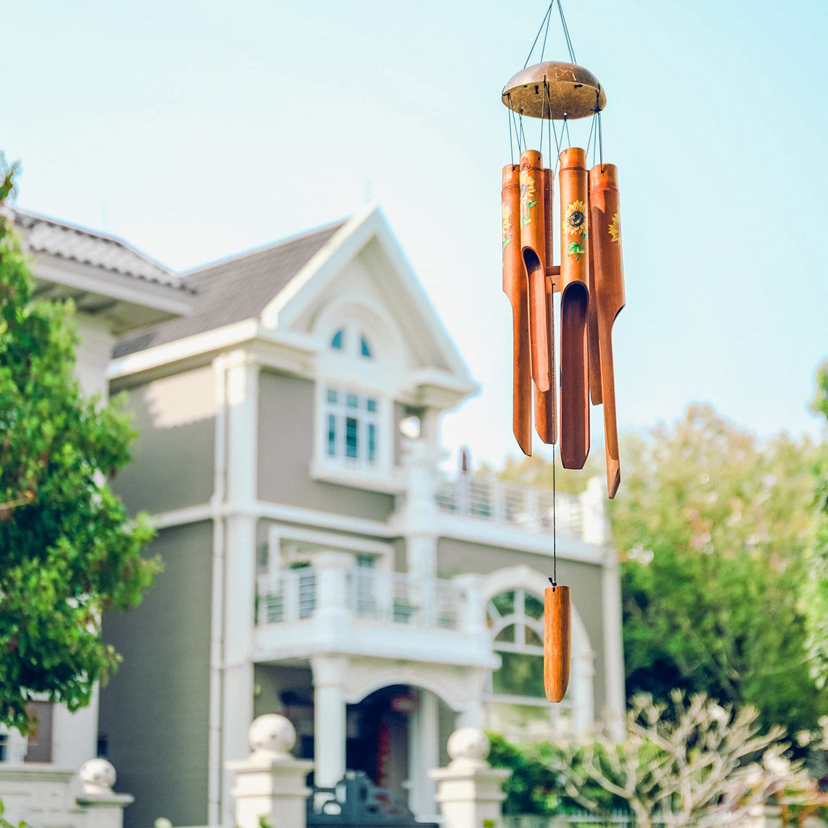 Bamboo Wind Chimes for Outside (38" Sunflower)