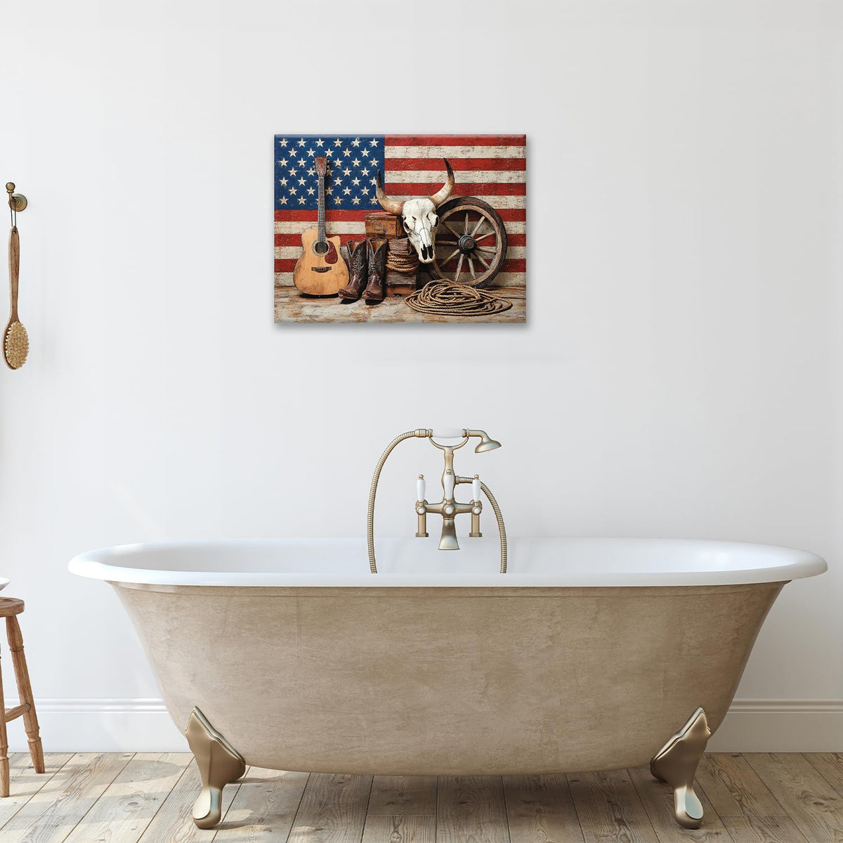 Western Wall Art (Western And Flag / 16"L x 12"W)