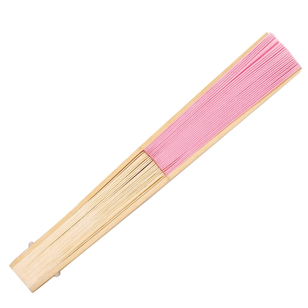 50pcs Paper Hand Fan with Organza Bags Bamboo Handheld Folding Fan DIY Decorative Wedding Party Favors (Pink)