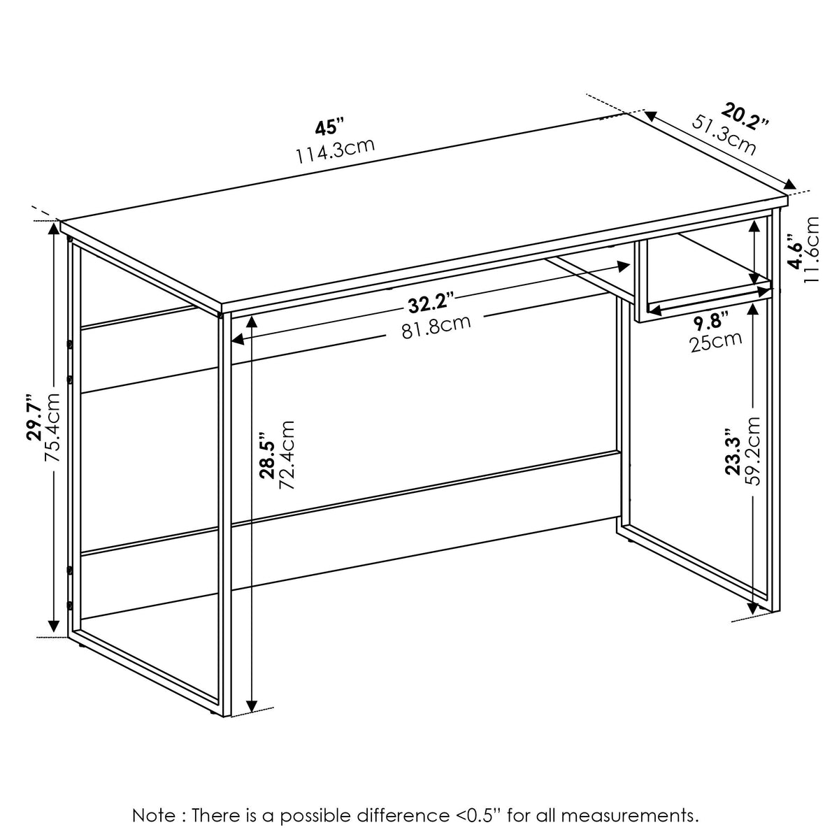 Moretti Lifestyle Study Desk (Columbia Walnut / 45 inches)