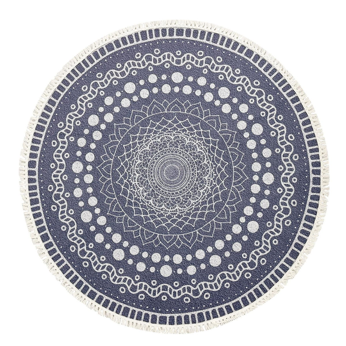 Boho Rug 4Ft Round Washable Carpet for Bedroom Farmhouse Hallway (Simple Grey / 4' (Round))